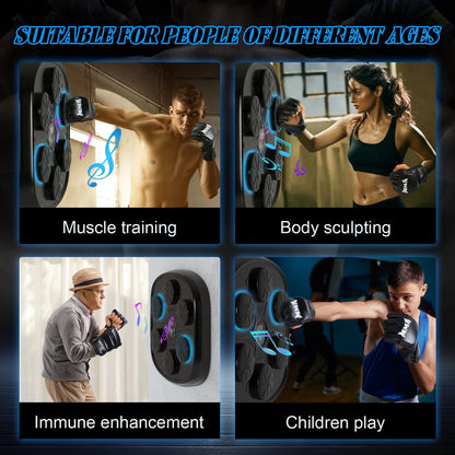 Enhanced Adult Smart Music Boxing Machine with Intelligent Display and Boxing Gloves, Wall-Mounted Fitness Solution for Home and Gym (Black)