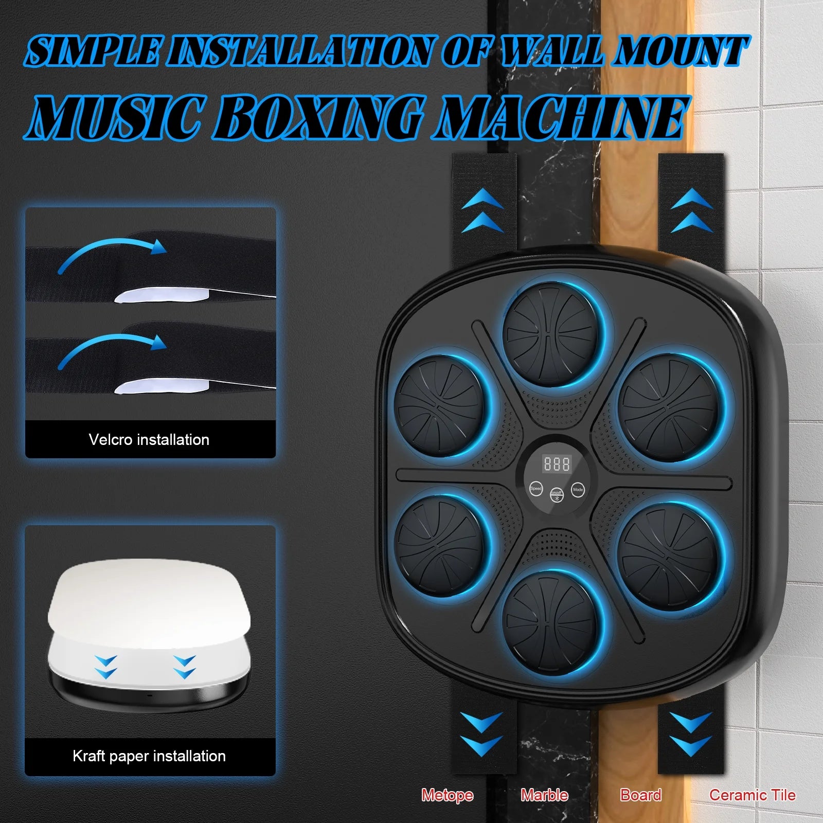 Enhanced Adult Smart Music Boxing Machine with Intelligent Display and Boxing Gloves, Wall-Mounted Fitness Solution for Home and Gym (Black)
