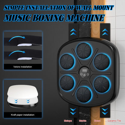Enhanced Adult Smart Music Boxing Machine with Intelligent Display and Boxing Gloves, Wall-Mounted Fitness Solution for Home and Gym (Black)