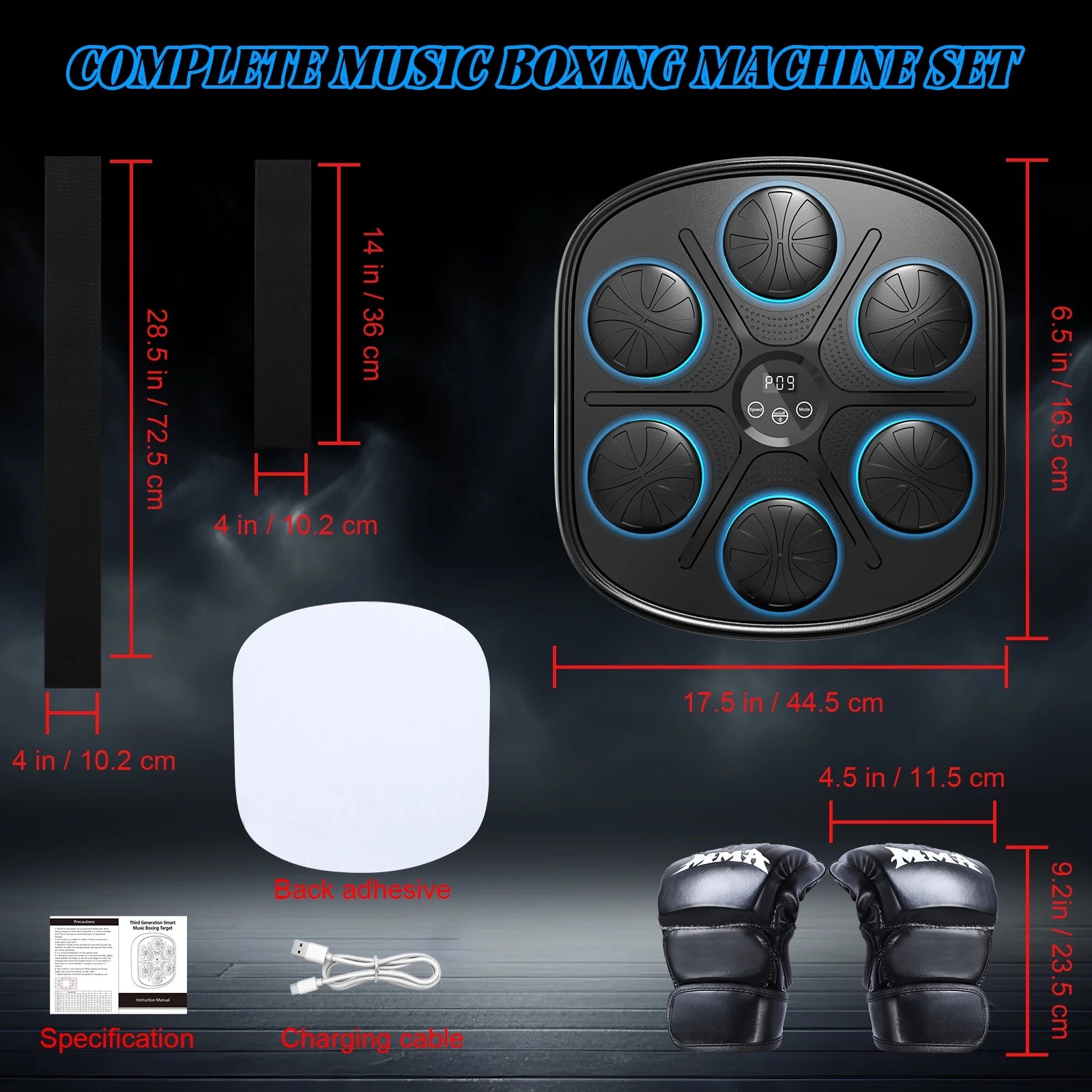 Enhanced Adult Smart Music Boxing Machine with Intelligent Display and Boxing Gloves, Wall-Mounted Fitness Solution for Home and Gym (Black)