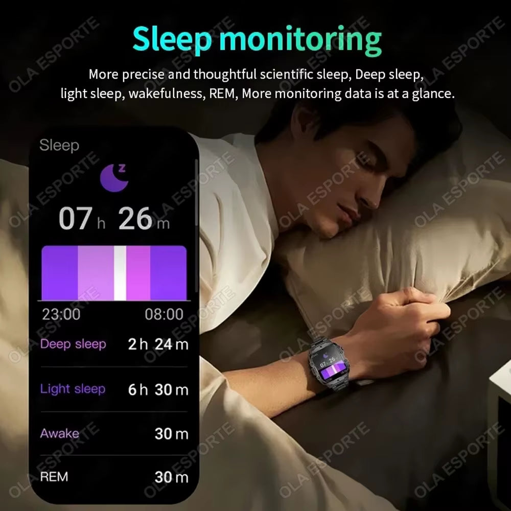 Men's Smartwatch with Flashlight, Bluetooth Calling, Fitness Tracking, IP68 Waterproof, Compatible with Android and iOS - 2025 Model