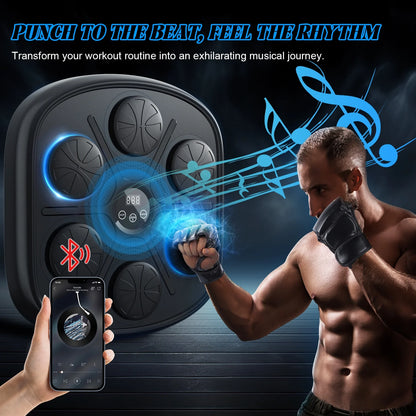 Enhanced Adult Smart Music Boxing Machine with Intelligent Display and Boxing Gloves, Wall-Mounted Fitness Solution for Home and Gym (Black)