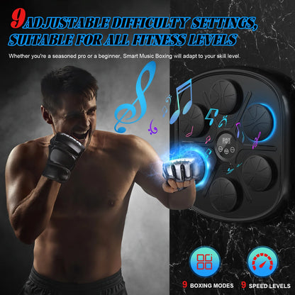 Enhanced Adult Smart Music Boxing Machine with Intelligent Display and Boxing Gloves, Wall-Mounted Fitness Solution for Home and Gym (Black)